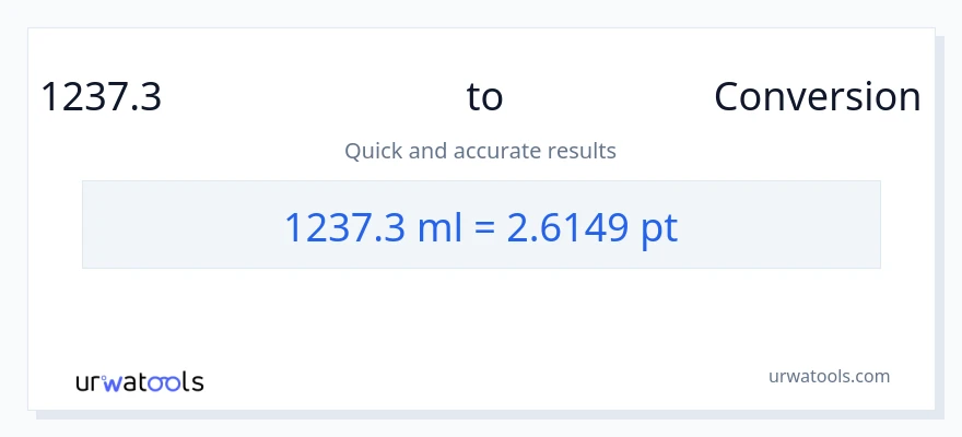 1237.3 മില്ലിലിറ്റർ ൽ നിന്ന് Pints ലേക്ക് പരിവർത്തനം
