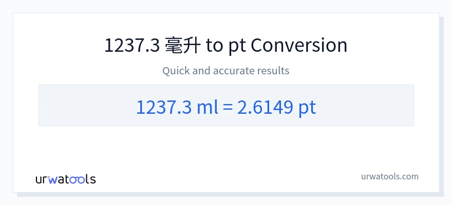 1237.3 毫升 到 Pints 轉換