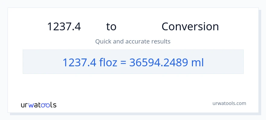 1237.4 液量オンス から ミリリットル への変換
