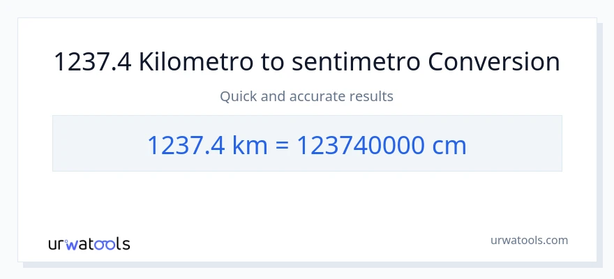 1237.4 Kilometro patungong Mga Sentimetro na conversion