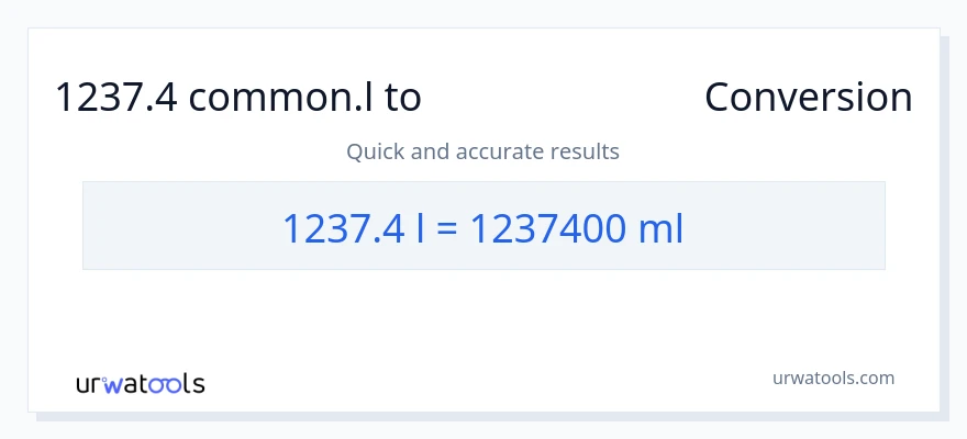 1237.4 Liters నుండి మిల్లీలీటర్లు కు మార్పిడి