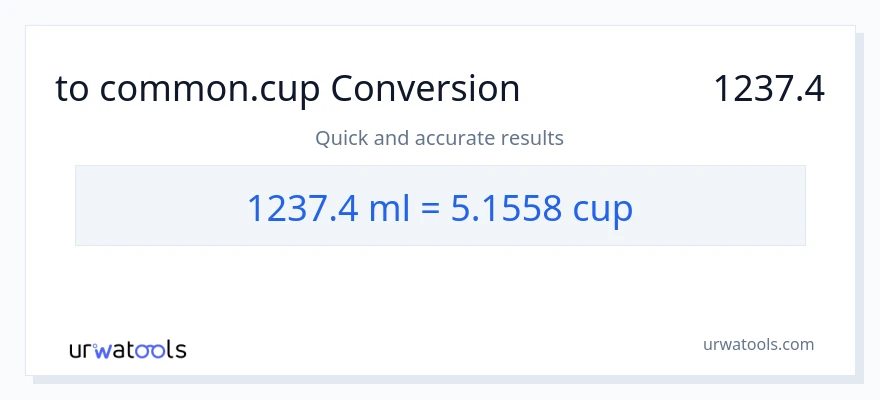 تبدیل 1237.4 میلی‌لیتر به فنجان‌ها