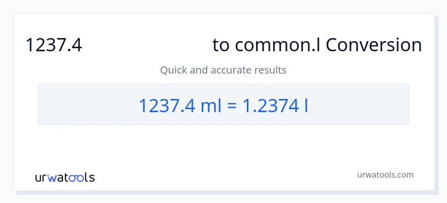1237.4 మిల్లీలీటర్లు నుండి Liters కు మార్పిడి
