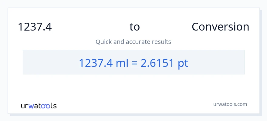 1237.4 మిల్లీలీటర్లు నుండి Pints కు మార్పిడి