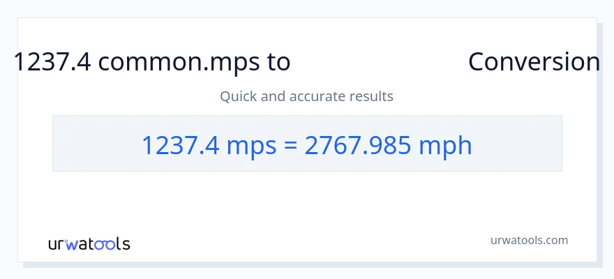 تبدیل 1237.4 Meters Per Second به مایل در ساعت