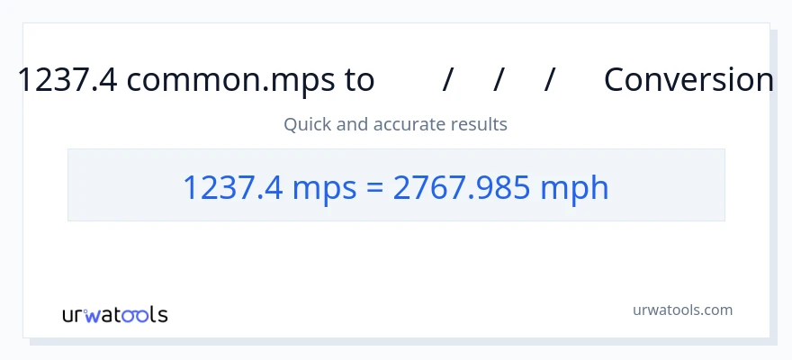 1237.4 Meters Per Second ൽ നിന്ന് മണിക്കൂറിൽ മൈൽ ലേക്ക് പരിവർത്തനം