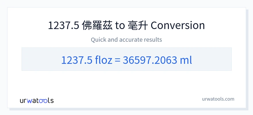 1237.5 液體盎司 到 毫升 轉換
