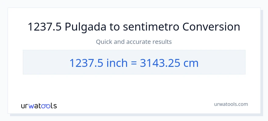1237.5 Pulgada patungong Mga Sentimetro na conversion