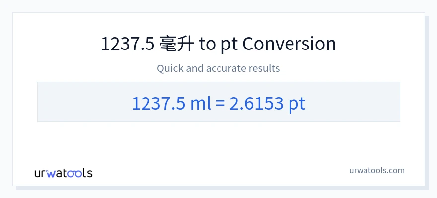 1237.5 毫升 到 Pints 轉換