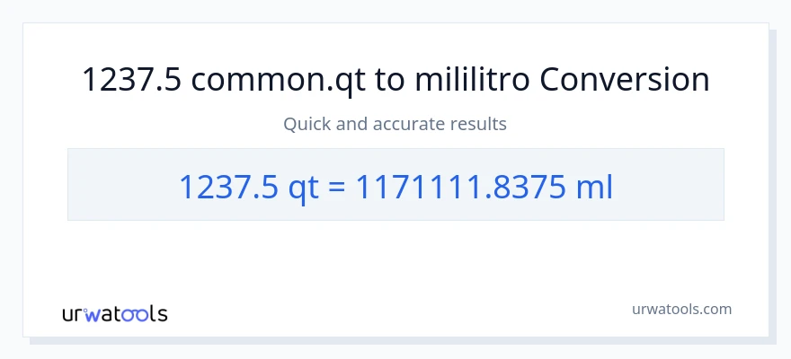 1237.5 Quarts patungong mga mililitro na conversion