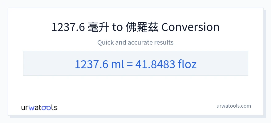1237.6 毫升 到 液體盎司 轉換