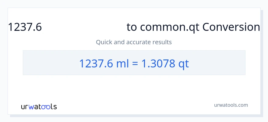 1237.6 മില്ലിലിറ്റർ ൽ നിന്ന് Quarts ലേക്ക് പരിവർത്തനം