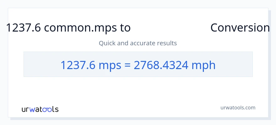 تبدیل 1237.6 Meters Per Second به مایل در ساعت