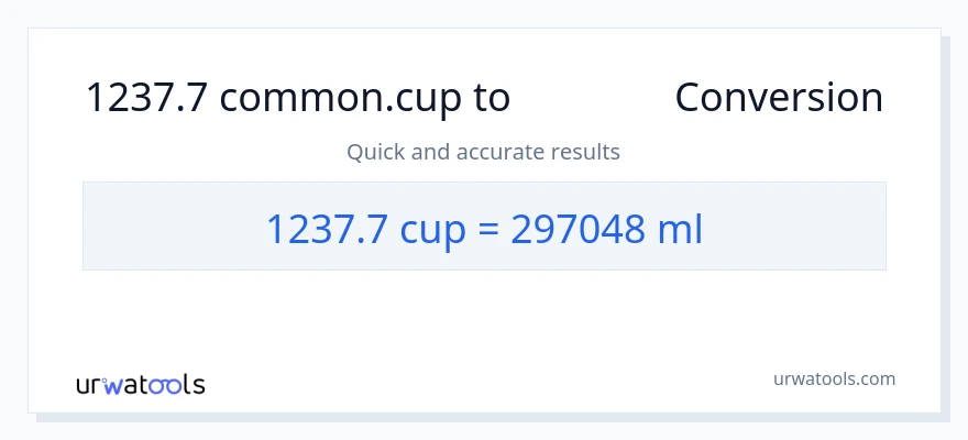 การแปลง 1237.7 ถ้วย เป็น มิลลิลิตร