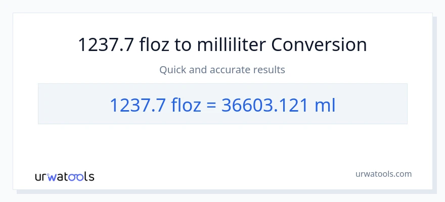 1237.7 flydende ounces til milliliter konvertering
