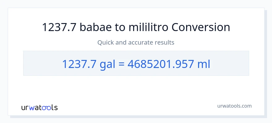 1237.7 Mga galon patungong mga mililitro na conversion