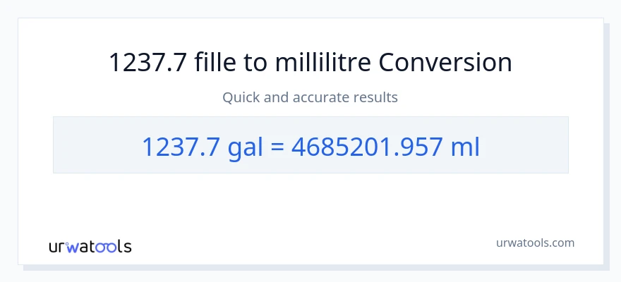 Conversion 1237.7 Gallons vers millilitres