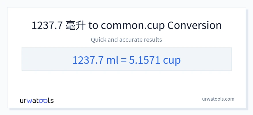 1237.7 毫升 到 杯子 轉換
