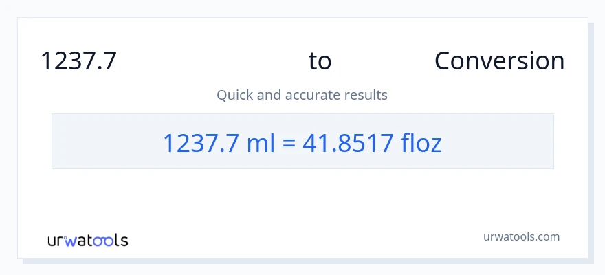1237.7 മില്ലിലിറ്റർ ൽ നിന്ന് ദ്രാവക ഔൺസ് ലേക്ക് പരിവർത്തനം