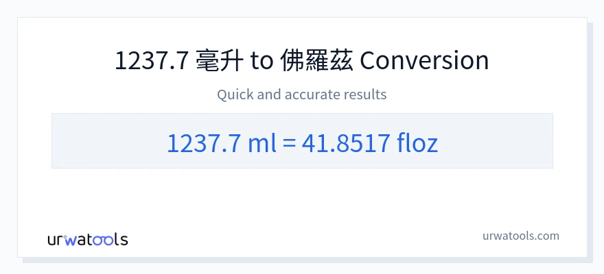 1237.7 毫升 到 液體盎司 轉換