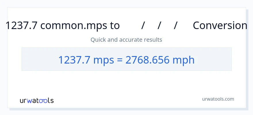 1237.7 Meters Per Second ൽ നിന്ന് മണിക്കൂറിൽ മൈൽ ലേക്ക് പരിവർത്തനം