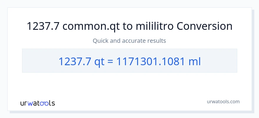 1237.7 Quarts patungong mga mililitro na conversion