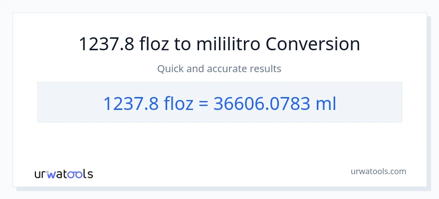 1237.8 mga onsa ng likido patungong mga mililitro na conversion