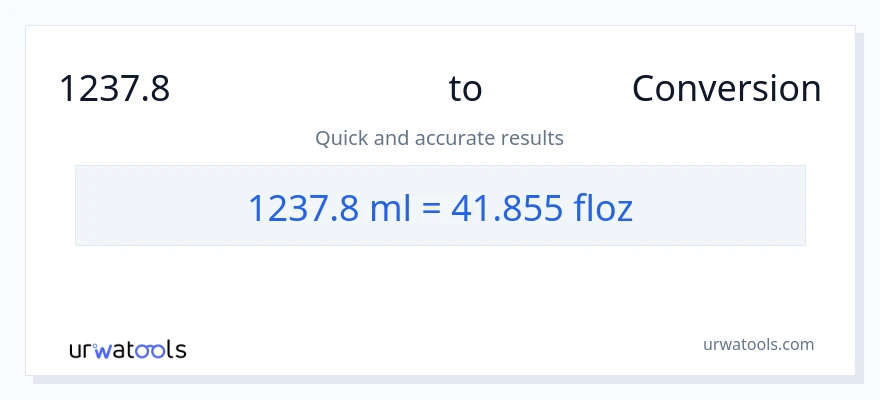 1237.8 മില്ലിലിറ്റർ ൽ നിന്ന് ദ്രാവക ഔൺസ് ലേക്ക് പരിവർത്തനം