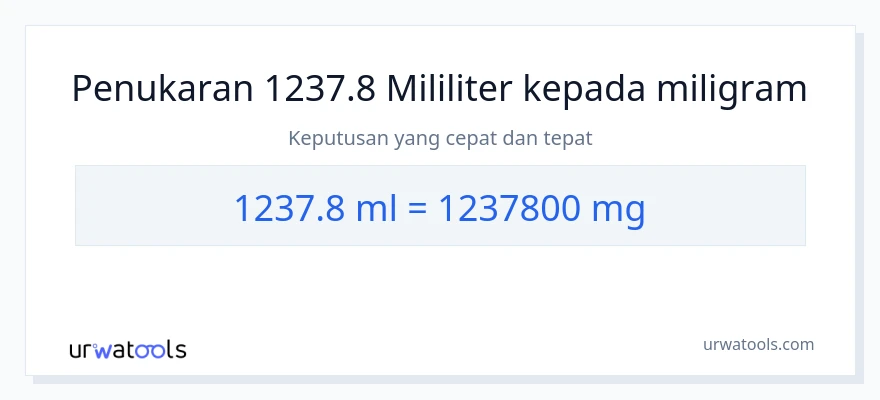 1237.8 milliliters to milligrams conversion