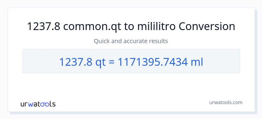 1237.8 Quarts patungong mga mililitro na conversion