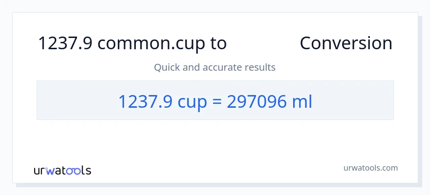 การแปลง 1237.9 ถ้วย เป็น มิลลิลิตร