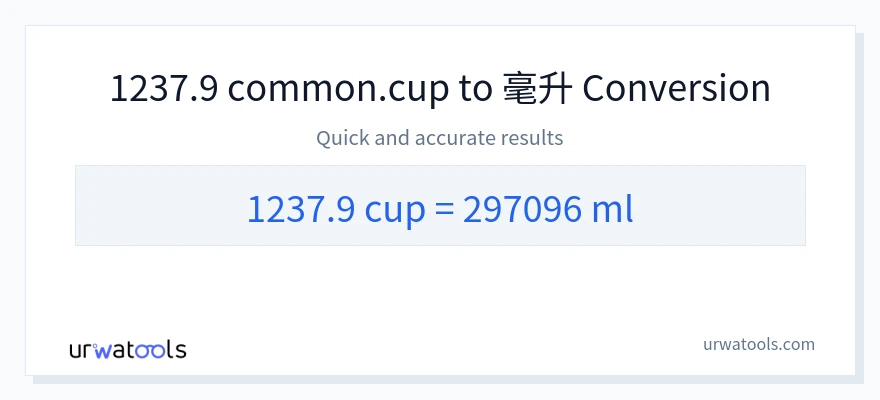 1237.9 杯子 到 毫升 轉換