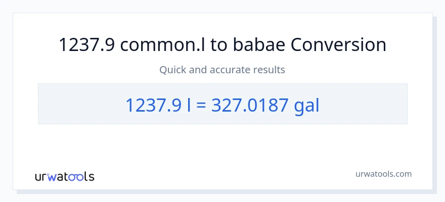 1237.9 Liters patungong Mga galon na conversion