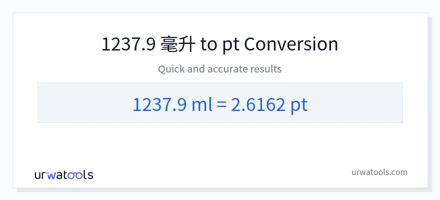 1237.9 毫升 到 Pints 轉換