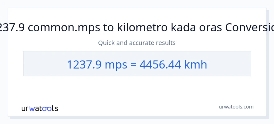 1237.9 Meters Per Second patungong kilometro kada oras na conversion