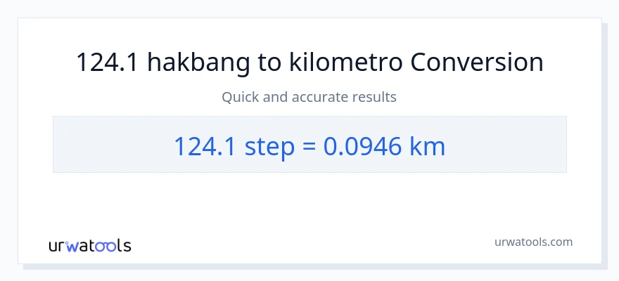 124.1 mga hakbang patungong Kilometro na conversion