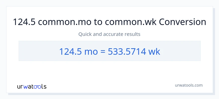 124.5 മാസങ്ങൾ ൽ നിന്ന് ആഴ്ചകൾ ലേക്ക് പരിവർത്തനം