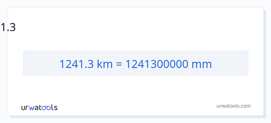 1241.3 കിലോമീറ്റർ ൽ നിന്ന് മില്ലിമീറ്റർ ലേക്ക് പരിവർത്തനം