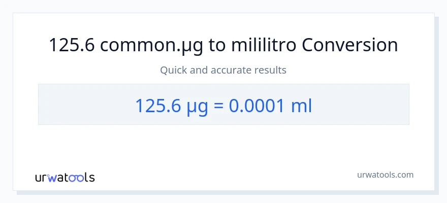 125.6 mga mikrogramo patungong mga mililitro na conversion