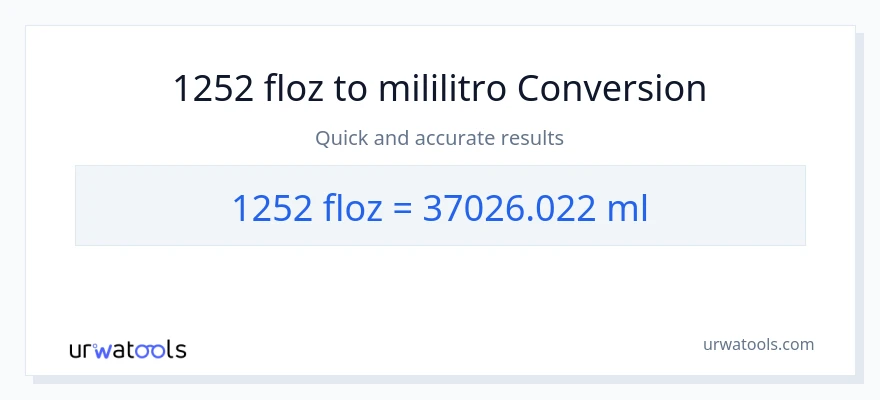 1252 mga onsa ng likido patungong mga mililitro na conversion
