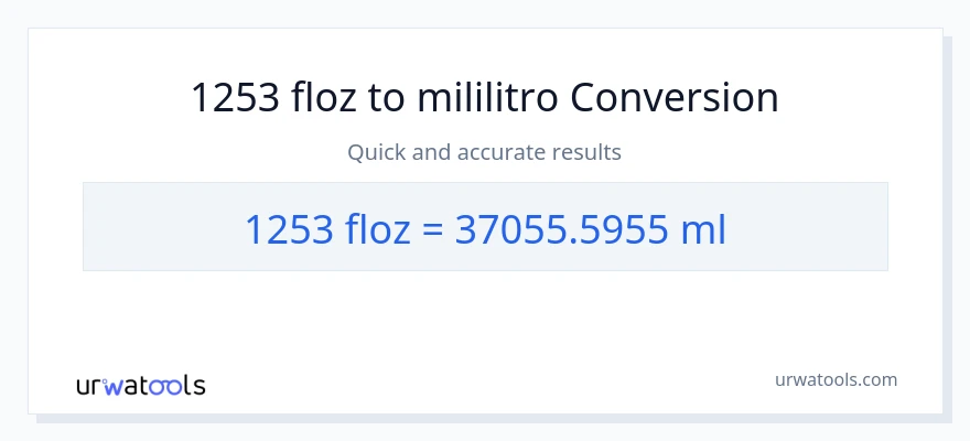 1253 mga onsa ng likido patungong mga mililitro na conversion