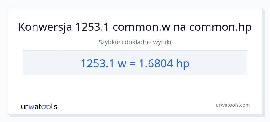 Konwersja 1253.1 watów do moc w koniach mechanicznych