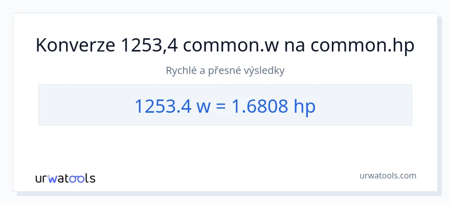 Konverze z watty na koňská síla: 1253.4