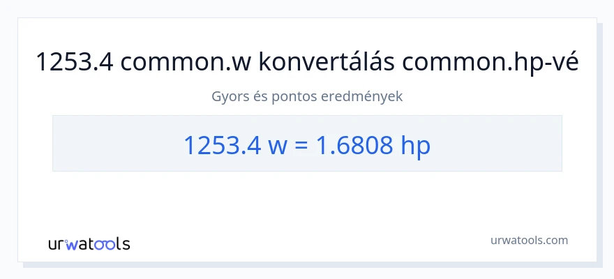 1253.4 watt - lóerő konverzió