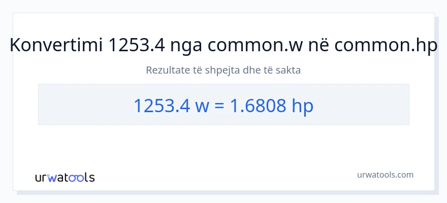 Konvertimi 1253.4 vat në kuajfuqi
