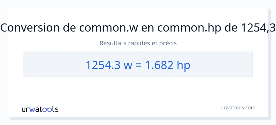 Conversion 1254.3 watts vers chevaux-vapeur