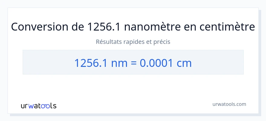 Conversion 1256.1 nanomètres vers Centimètres