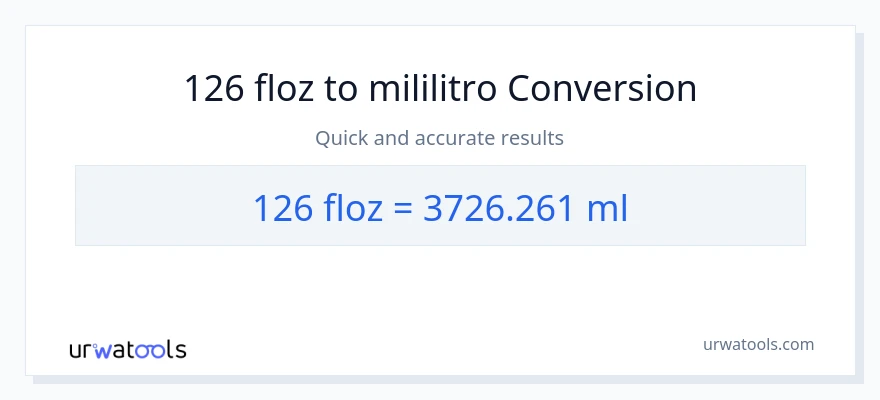 126 mga onsa ng likido patungong mga mililitro na conversion