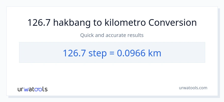 126.7 mga hakbang patungong Kilometro na conversion