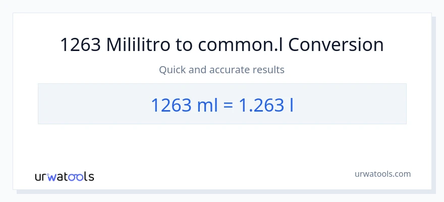 1263 mga mililitro patungong Liters na conversion